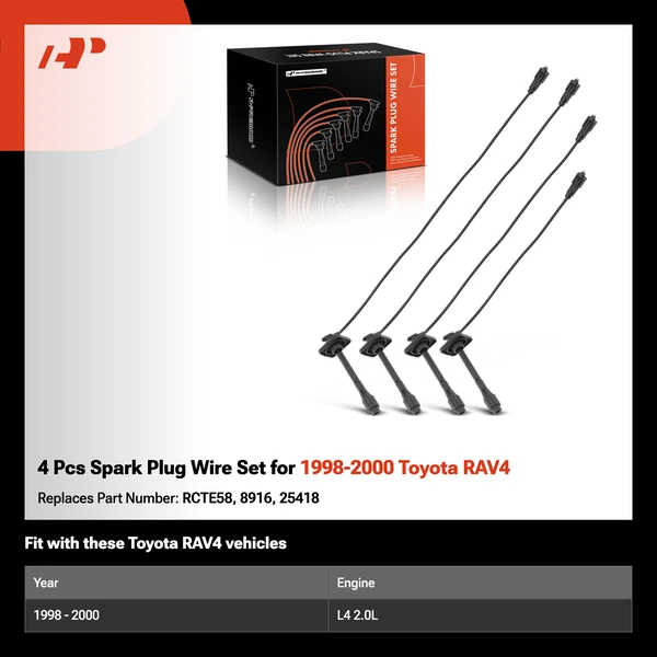 4 Pcs Spark Plug Wire Set for 1998-2000 Toyota RAV4