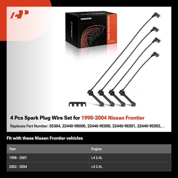 4 Pcs Spark Plug Wire Set for 1998-2004 Nissan Frontier
