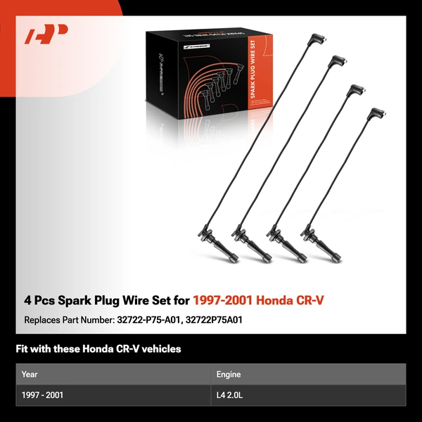4 Pcs Spark Plug Wire Set for 1997-2001 Honda CR-V