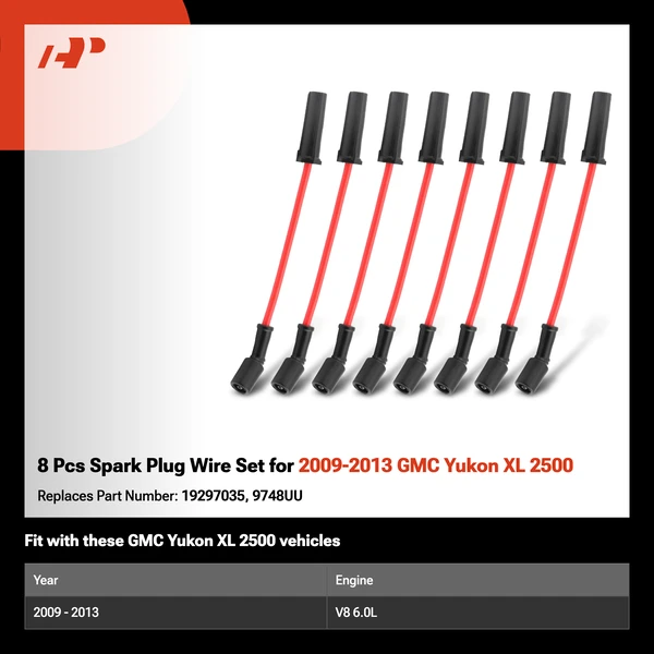 8 Pcs Spark Plug Wire Set for 2009-2013 GMC Yukon XL 2500