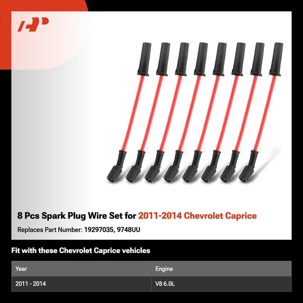 8 Pcs Spark Plug Wire Set for 2011-2014 Chevrolet Caprice