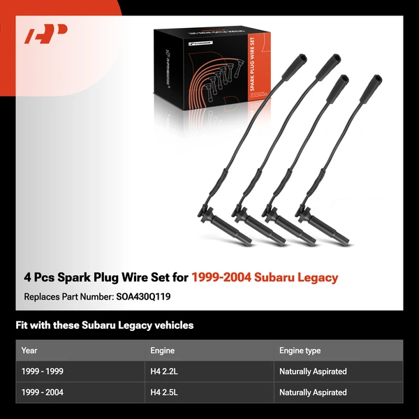 4 Pcs Spark Plug Wire Set for 1999-2004 Subaru Legacy