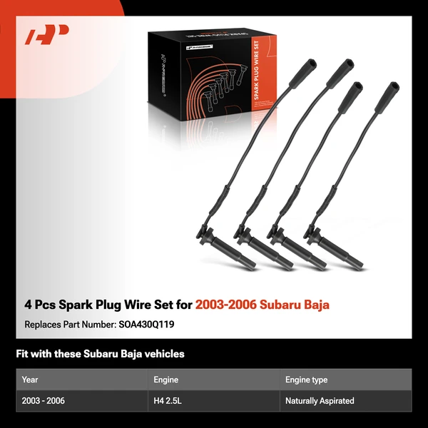 4 Pcs Spark Plug Wire Set for 2003-2006 Subaru Baja