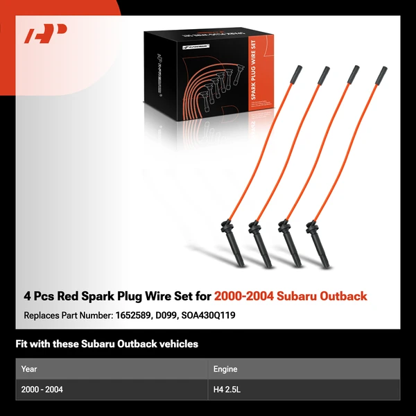 4 Pcs Red Spark Plug Wire Set for 2000-2004 Subaru Outback