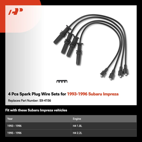 4 Pcs Spark Plug Wire Sets for 1993-1996 Subaru Impreza