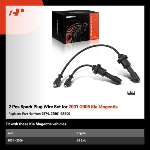 2 Pcs Spark Plug Wire Set for 2001-2006 Kia Magentis