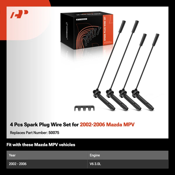 4 Pcs Spark Plug Wire Set for 2002-2006 Mazda MPV