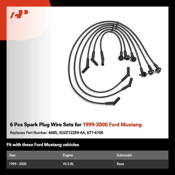 6 Pcs Spark Plug Wire Sets for 1999-2000 Ford Mustang