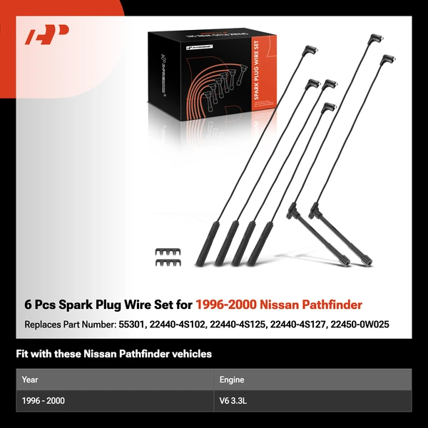 6 Pcs Spark Plug Wire Set for 1996-2000 Nissan Pathfinder