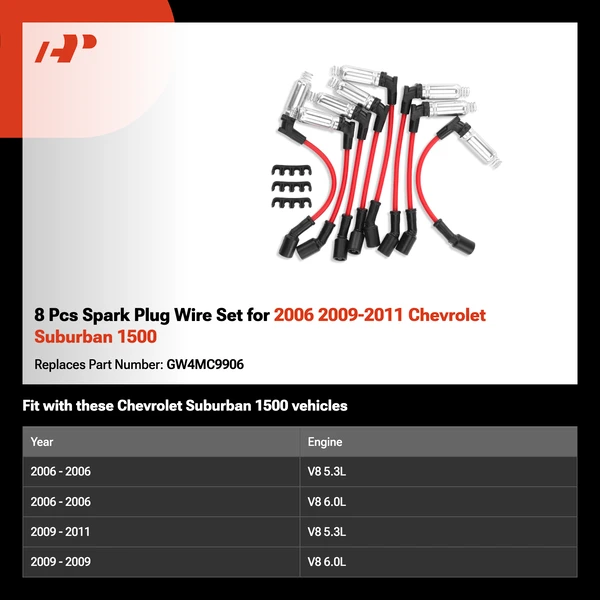 8 Pcs Spark Plug Wire Set for 2006 2009-2011 Chevrolet Suburban 1500