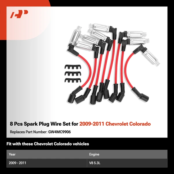 8 Pcs Spark Plug Wire Set for 2009-2011 Chevrolet Colorado