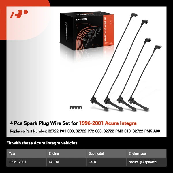 4 Pcs Spark Plug Wire Set for 1996-2001 Acura Integra