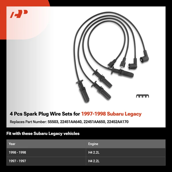 4 Pcs Spark Plug Wire Sets for 1997-1998 Subaru Legacy