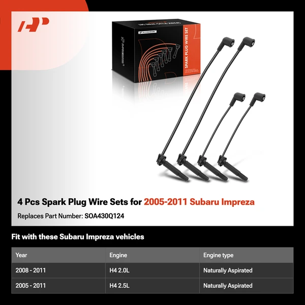 4 Pcs Spark Plug Wire Sets for 2005-2011 Subaru Impreza