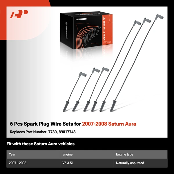 6 Pcs Spark Plug Wire Sets for 2007-2008 Saturn Aura