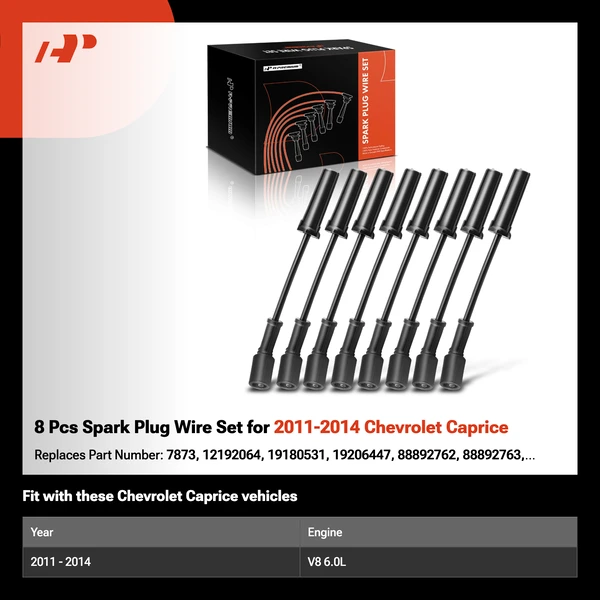 8 Pcs Spark Plug Wire Set for 2011-2014 Chevrolet Caprice