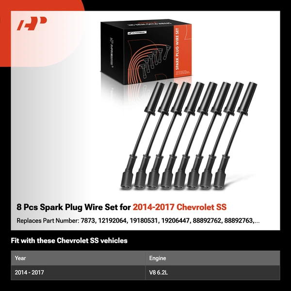 8 Pcs Spark Plug Wire Set for 2014-2017 Chevrolet SS