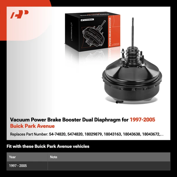 Vacuum Power Brake Booster Dual Diaphragm for 1997-2005 Buick Park Avenue