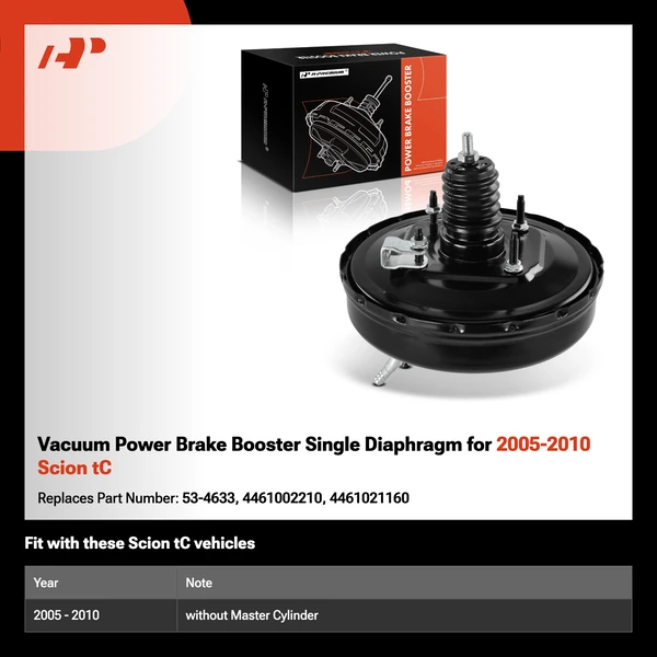 Vacuum Power Brake Booster Single Diaphragm for 2005-2010 Scion tC