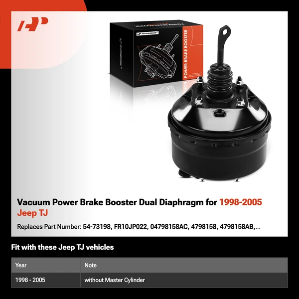 Vacuum Power Brake Booster Dual Diaphragm for 1998-2005 Jeep TJ