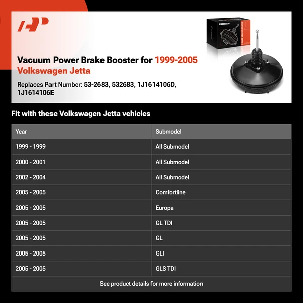 Vacuum Power Brake Booster for 1999-2005 Volkswagen Jetta