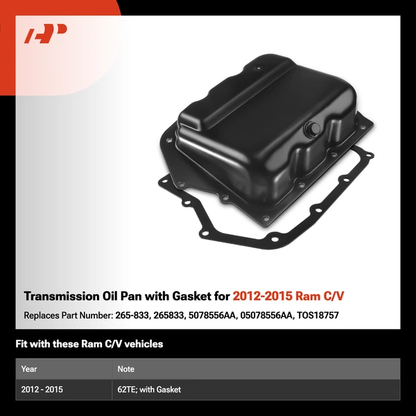 Transmission Oil Pan with Gasket for 2012-2015 Ram C/V