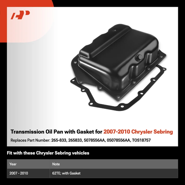 Transmission Oil Pan with Gasket for 2007-2010 Chrysler Sebring