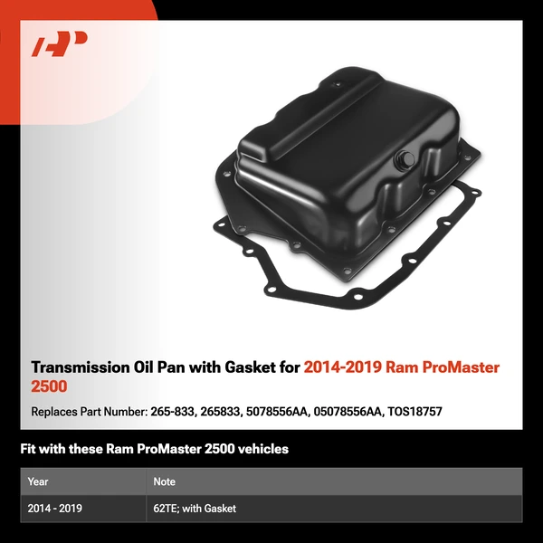 Transmission Oil Pan with Gasket for 2014-2019 Ram ProMaster 2500