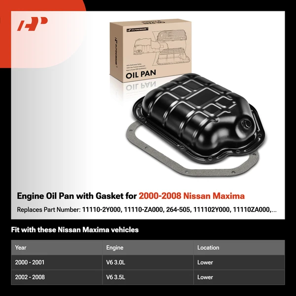 Engine Oil Pan with Gasket for 2000-2008 Nissan Maxima