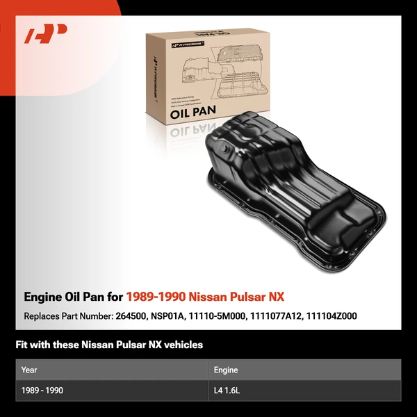 Engine Oil Pan for 1989-1990 Nissan Pulsar NX