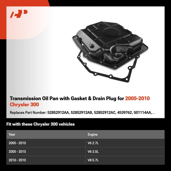 Transmission Oil Pan with Gasket & Drain Plug for 2005-2010 Chrysler 300