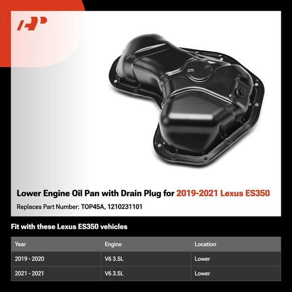 Lower Engine Oil Pan with Drain Plug for 2019-2021 Lexus ES350