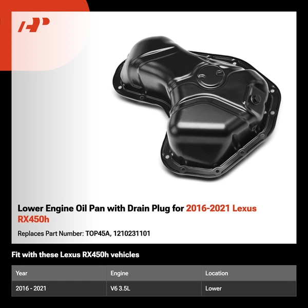 Lower Engine Oil Pan with Drain Plug for 2016-2021 Lexus RX450h