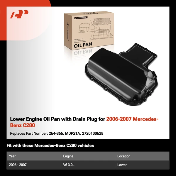 Lower Engine Oil Pan with Drain Plug for 2006-2007 Mercedes-Benz C280