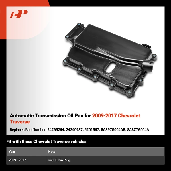 Automatic Transmission Oil Pan for 2009-2017 Chevrolet Traverse