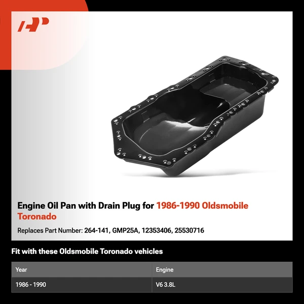 Engine Oil Pan with Drain Plug for 1986-1990 Oldsmobile Toronado