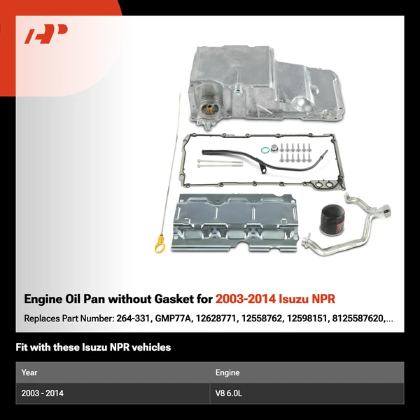 Engine Oil Pan without Gasket for 2003-2014 Isuzu NPR