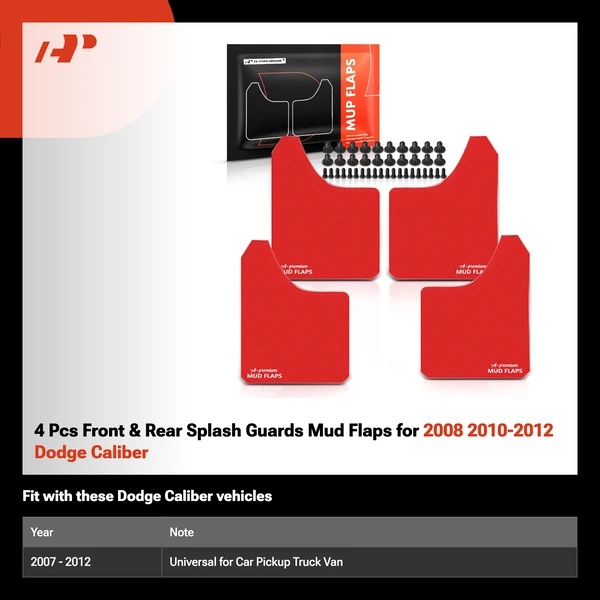 4 Pcs Front & Rear Splash Guards Mud Flaps for 2008 2010-2012 Dodge Caliber