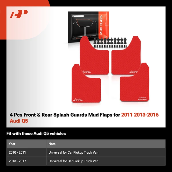 4 Pcs Front & Rear Splash Guards Mud Flaps for 2011 2013-2016 Audi Q5