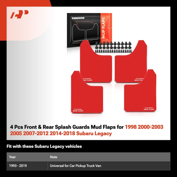 4 Pcs Front & Rear Splash Guards Mud Flaps for 1998 2000-2003 2005 2007-2012 2014-2018 Subaru Legacy