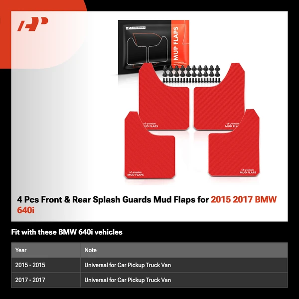 4 Pcs Front & Rear Splash Guards Mud Flaps for 2015 2017 BMW 640i