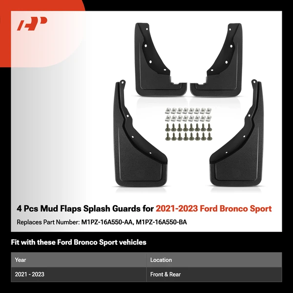 4 Pcs Mud Flaps Splash Guards for 2021-2023 Ford Bronco Sport