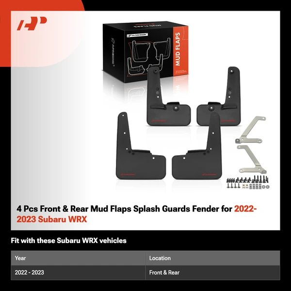 4 Pcs Front & Rear Mud Flaps Splash Guards Fender for 2022-2023 Subaru WRX