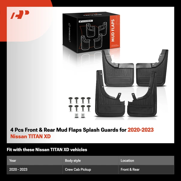 4 Pcs Front & Rear Mud Flaps Splash Guards for 2020-2023 Nissan TITAN XD