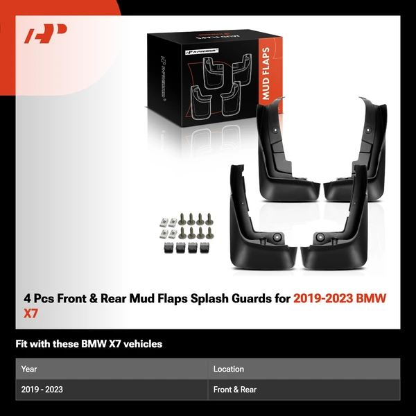 4 Pcs Front & Rear Mud Flaps Splash Guards for 2019-2023 BMW X7