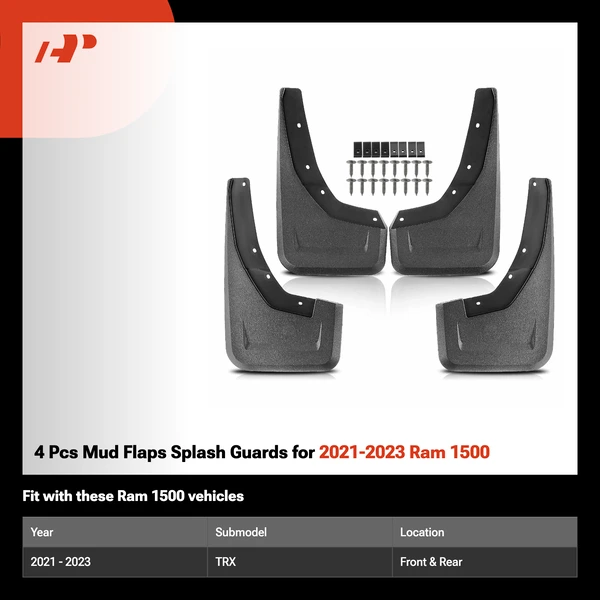 4 Pcs Mud Flaps Splash Guards for 2021-2023 Ram 1500