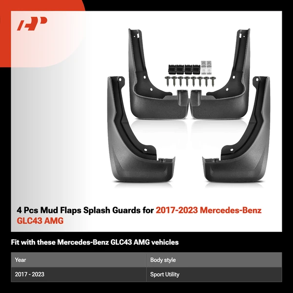 4 Pcs Mud Flaps Splash Guards for 2017-2023 Mercedes-Benz GLC43 AMG