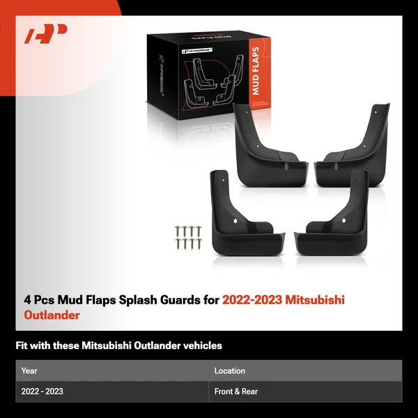 4 Pcs Mud Flaps Splash Guards for 2022-2023 Mitsubishi Outlander