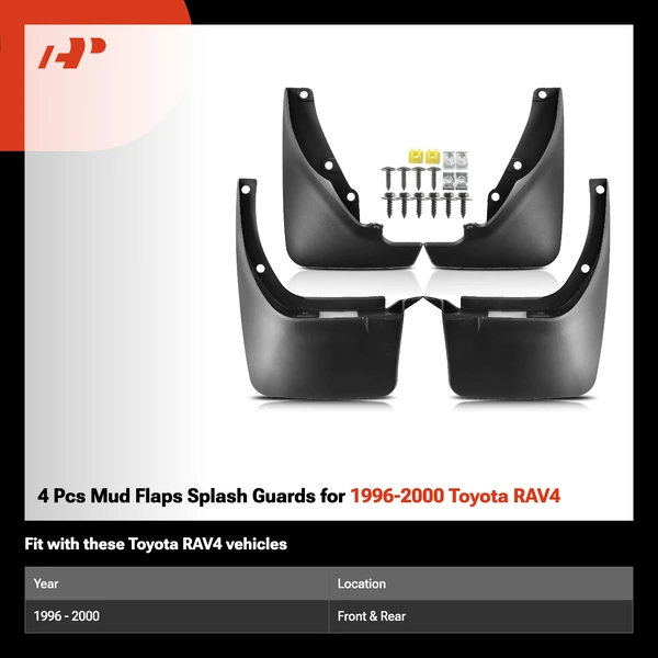 4 Pcs Mud Flaps Splash Guards for 1996-2000 Toyota RAV4