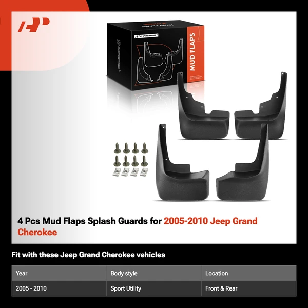 4 Pcs Mud Flaps Splash Guards for 2005-2010 Jeep Grand Cherokee